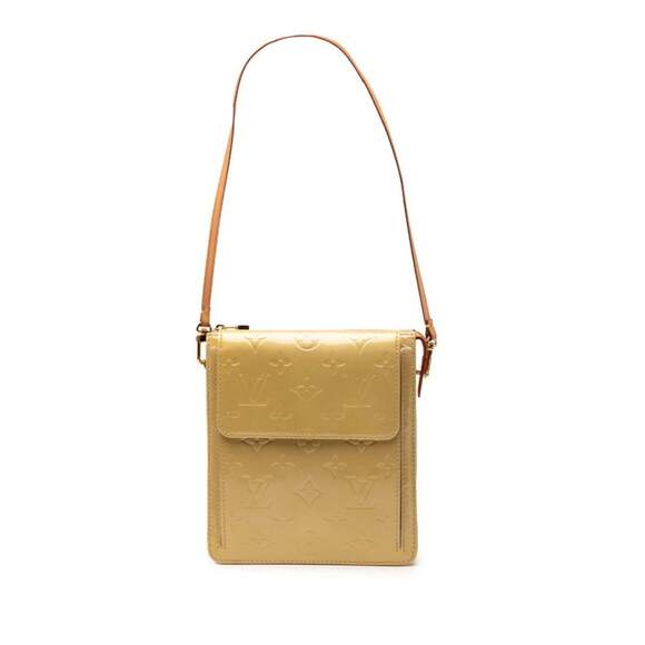 Louis Vuitton Monogram Vernis Mott Shoulder Bag Beige Patent Leather Women'...